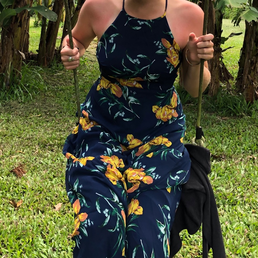 Dark blue halter maxi dress Lulus